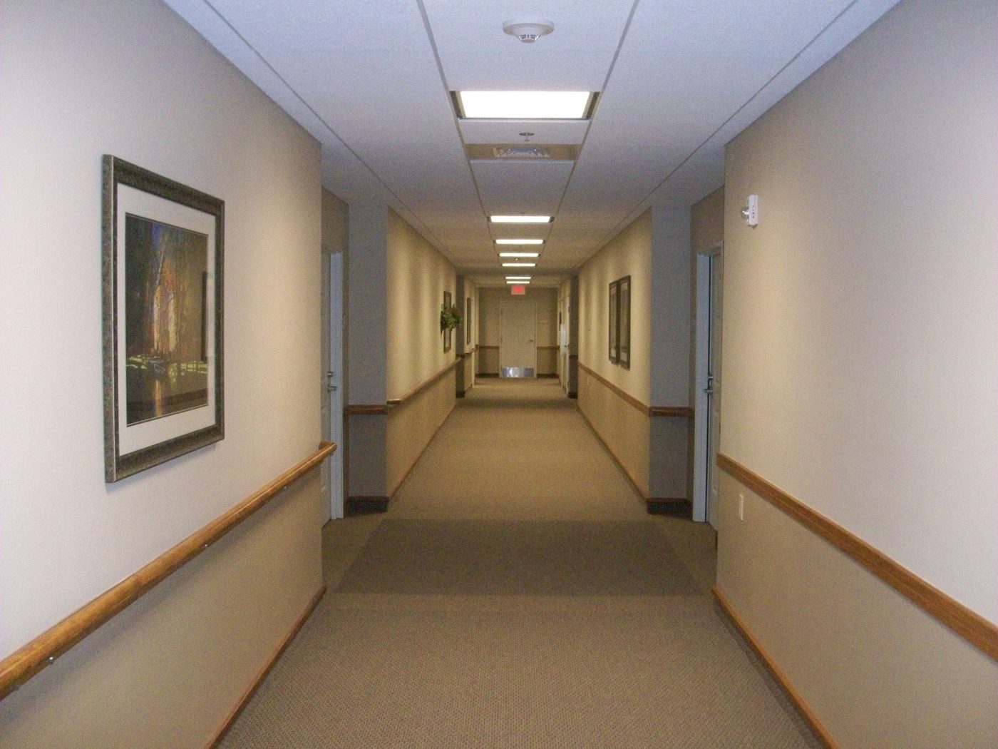Interior resident corridor at Perkins Assisted Living Center
