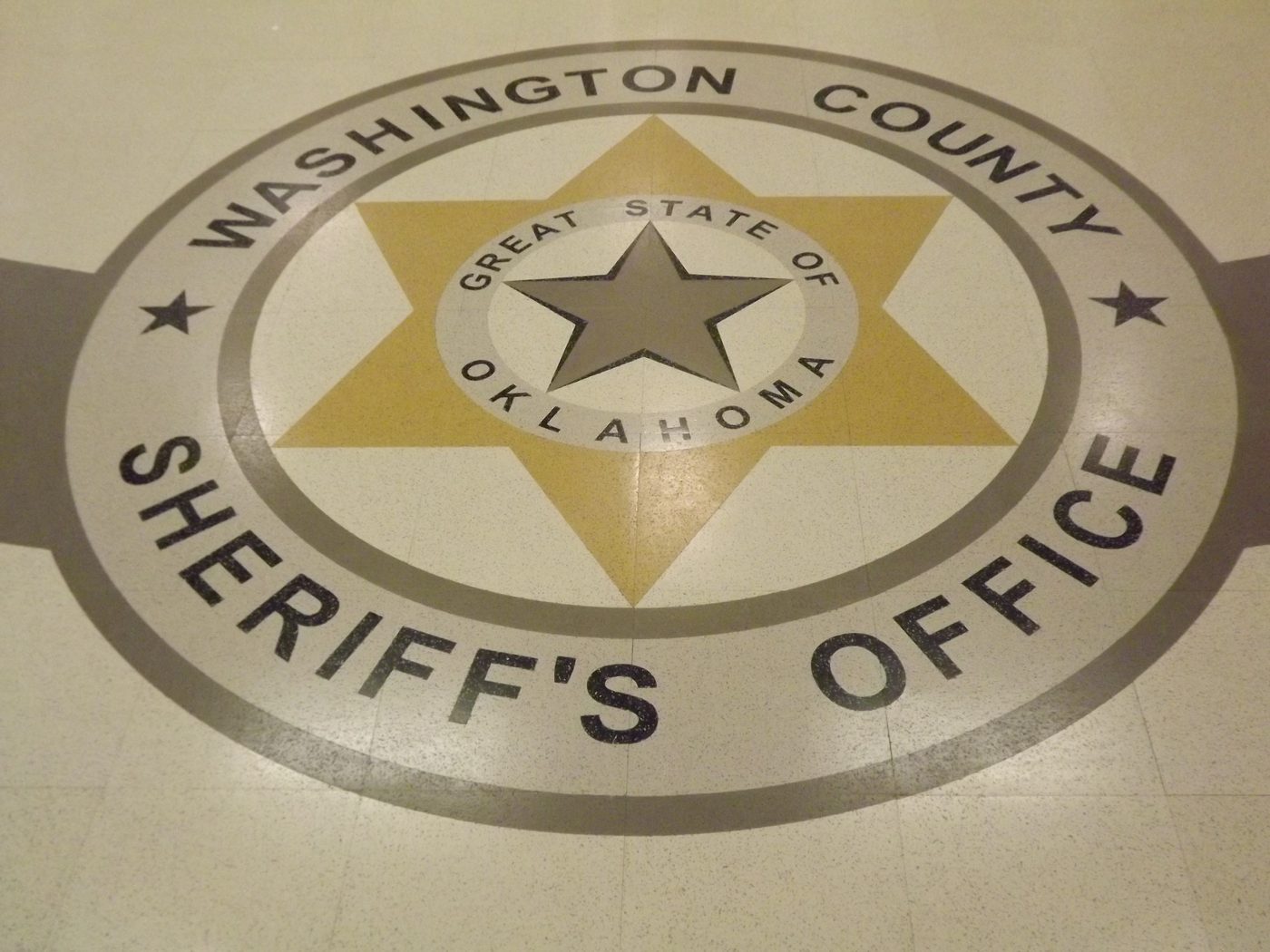 Washington County Sheriff's Office seal set into the floor of the correctional facility